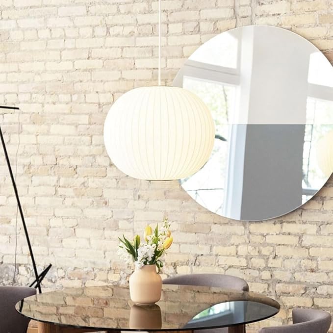 50cm/60CM Silkworm Cocoon Pendant Light Dining Room Showroom Hollow Hanging Lamp Luminaire Single Head Lantern Flat Shape Italian White Cafe House Chandelier - Image 10