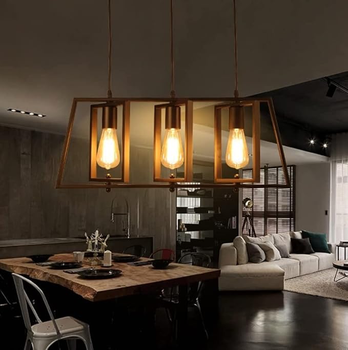 Modern Industrial 3 & 5-Light Pendant Lighting for Kitchen Island,Matte Black Metal Hanging Pendant Light Open Linear Hanging Light Adjustable Height for Dinning Room Foyer - Image 3