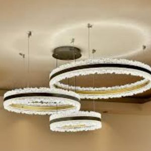 Modern LED Pendant Light 3 Colors (3000K-4000K-6000K) - Remote Color and Brightness Adjustment - Adjustable Double Circle Design 40+60cm - 115W/80+60+40CM/60CM - For Dining Room, Kitchen and Bedroom - Gold