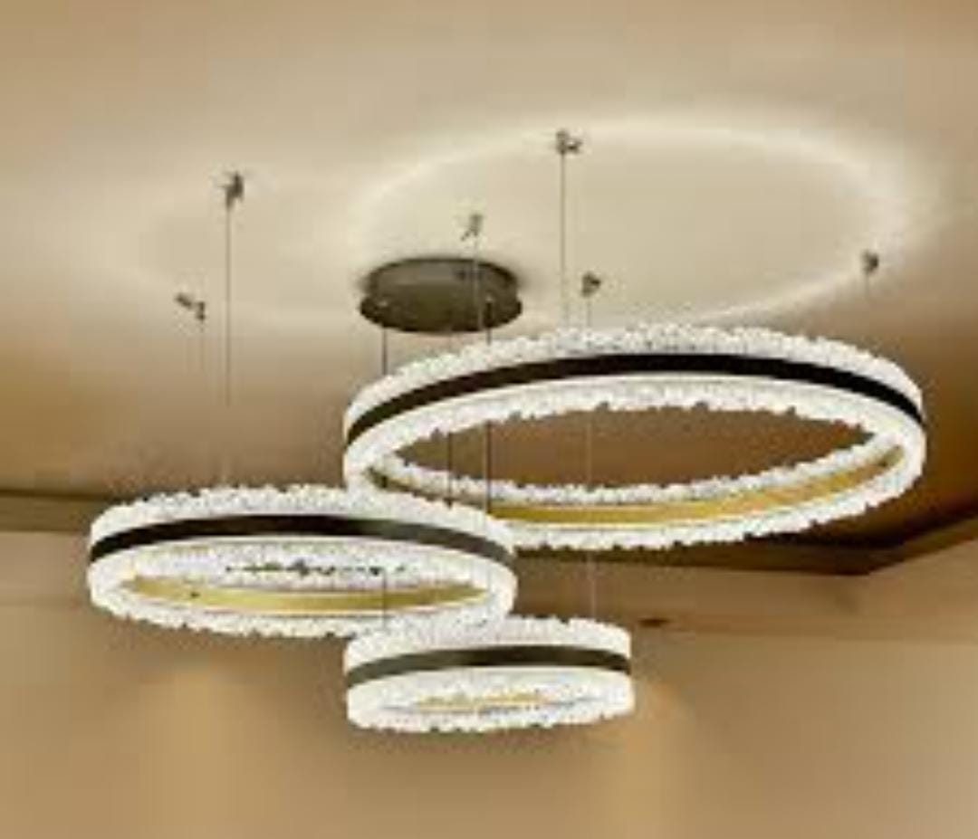 Modern LED Pendant Light 3 Colors (3000K-4000K-6000K) - Remote Color and Brightness Adjustment - Adjustable Double Circle Design 40+60cm - 115W/80+60+40CM/60CM - For Dining Room, Kitchen and Bedroom - Gold