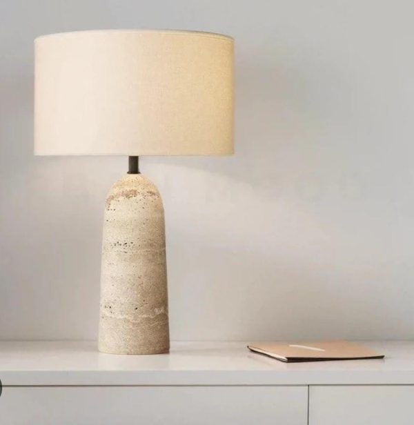 New Post-modern Simple Travertine Table Lamp Living Room Bedroom Bedside Lamp Wabi-sabi Wind Art Deco Advanced Sense - Image 2